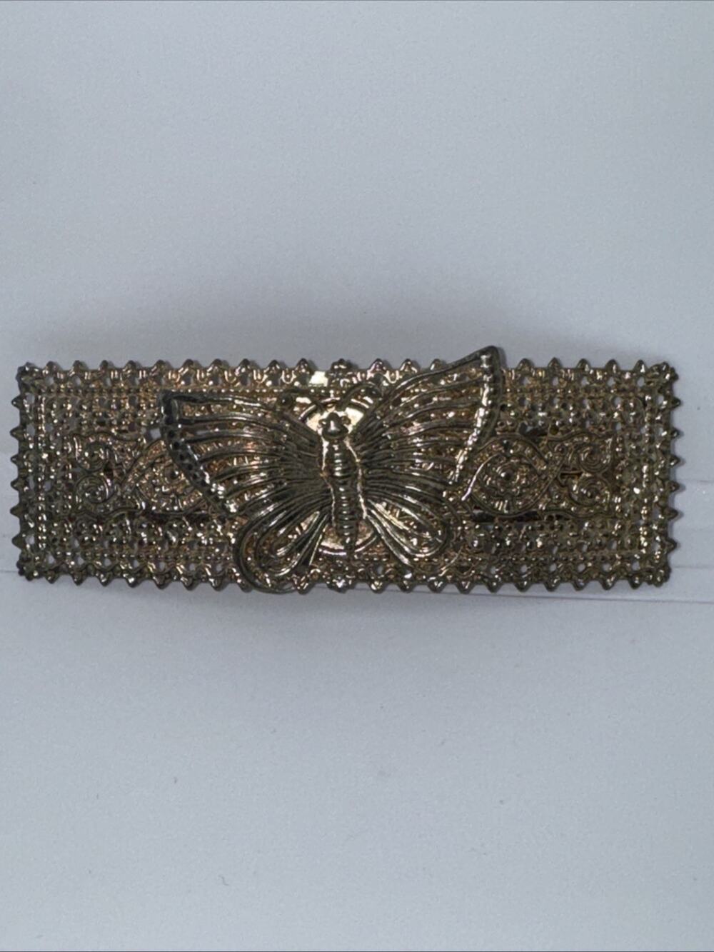 VINTAGE 90’s Style BUTTERFLY GOLD TONE HAIR BARRETTE UP DO HAIR ACCESSORY